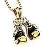 ClodeEU Pendant Necklace for Women, Titanium Steel Alloy Mini Boxing Glove Necklace Gold Color Pair Pendant Chain for Men Boys Charm Fashion Sports Fitness Jewelry, One Size #1