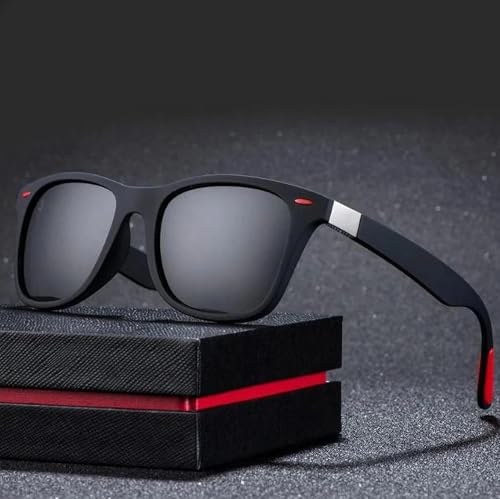 Image of Retro square polycarbonate UV Protection stylish Black Sunglasses