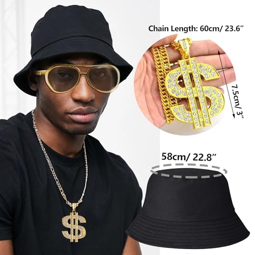 90s Hip Hop 80s Costumes Kit for Men Rapper Party Outfits Accessories - Image 4