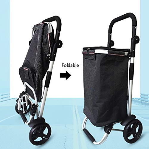 GJ-gwcd Zusammenklappbarer Einkaufskorb, tragbarer Einkaufskorb, leicht, Treppenkletterwagen, mit rollenden… – Bild 5