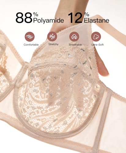 Image of Minimizer Bras for Women Full Coverage Lace Unlined Underwire Bras