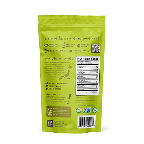 Sencha Eveyrday Natural USDA Organic Matcha Green Tea Powder Rich Antioxidant Revitalizing Body Helathy Gluten Free Product 100% Vegan Diet - 12oz (Pack of 1)