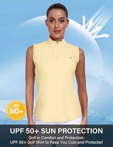 AIRIKE Sleeveless Golf Shirts for Women UPF 50+ Quarter Zip Quick Dry Tennis Workout Tank Tops4