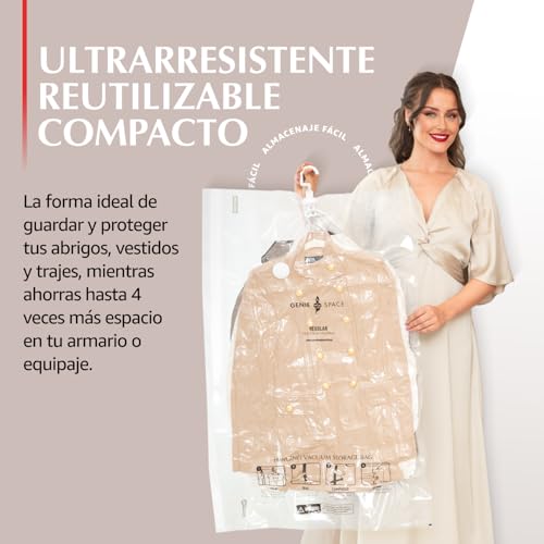 Bolsas de vacío colgantes de 105x70 cm para vestidos largos chaquetas y trajes con bomba de viaje 4