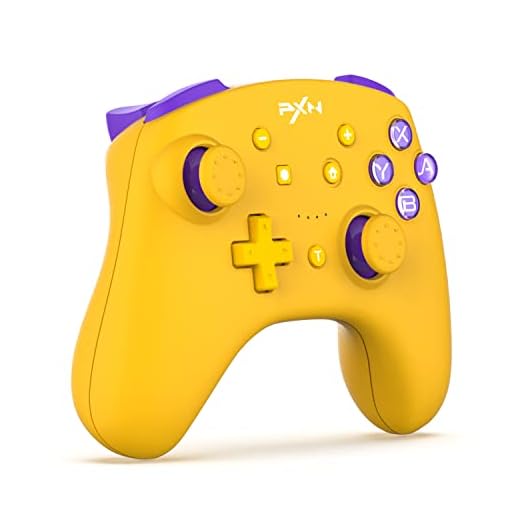 PXN 9607X Wireless Switch Pro Controller, Dual Shock Gamepad Joystick Support NFC, Turbo, Wake-up, Gyro Axis, Vibration for Switch/Lite/OLED & PC & IOS (Yellow)