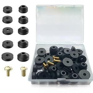 48 PCS Faucet Washer Assortment Kit Outdoor Faucet Repair Kit with Brass Screws Flat and Beveled Washers for Use with Assorted Quick-Opening Style Faucets Stem Worn Out Washer Replacements (48 PCS)