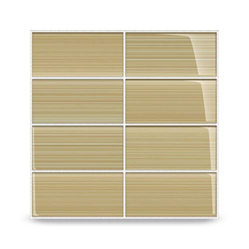 Bodesi Cupatea Light Brown Glass Subway Tile for Kitchen Backsplash or Bathroom, Color Sample