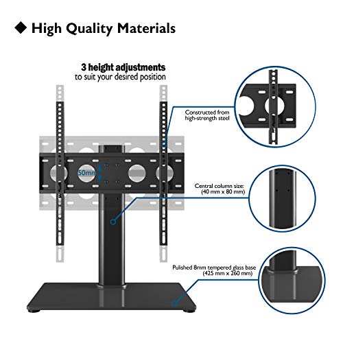 1home Universal Table Top Pedestal TV Stand with Bracket for 32”-50” LCD/LED TVs - Thumbnail 4