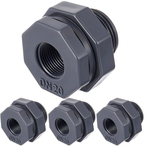 Image of 4 Pcs 3 /4 Inch Bulkhead Fitting PVC Npt Tank Connector