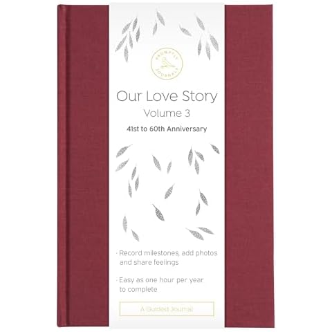 Promptly Journals, Our Love Story Volume 3: 41st to 60th Anniversary (Red Merlot, Linen) | Couples Journal | Couple Memories Journal | Anniversary Gift Cover