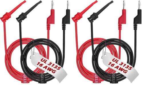 Image of 16 Gauge 2pcs /3.3Ft 4MM Banana Plug to Test Hook Clips UL3135, Heavy Duty Silicone Test Leads Set Jumper Wires Kit for Testing - EDGELEC (Pack of 2)