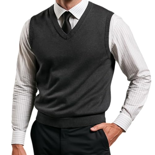 Pure Sweater Vest for Men – Classic V-Neck Sleeveless Knit Vest, Lightweight Pullover Style Sweater Relaxed Fit4