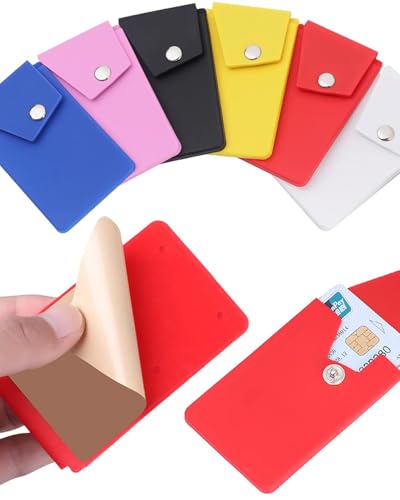 Image of Phone Card Holder Silicone Wallet Stick-on ID Credit Card Pocket for iPhone13 /12 /Samsung /Smartphones (3PC Snap)