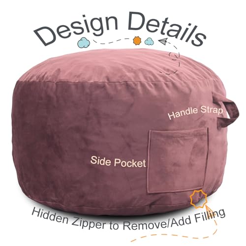 Image of Bean Bag Chairs, Memory Foam Stuffing Bean Bag Chair for Adults /Teens /Kids, Velvet Lazy Sofa Furniture with Removable High-Rebound Memory Foam for Living Room Bedroom College Dorm