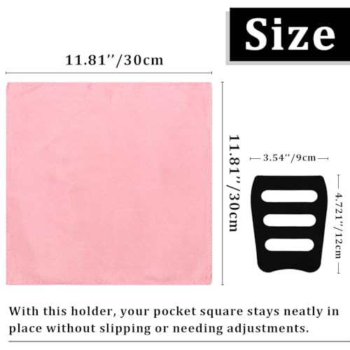 Image of Satin Mens Pocket Square with Holder, 11.8'' Suit Handkerchiefs for Men Wedding Business Casual