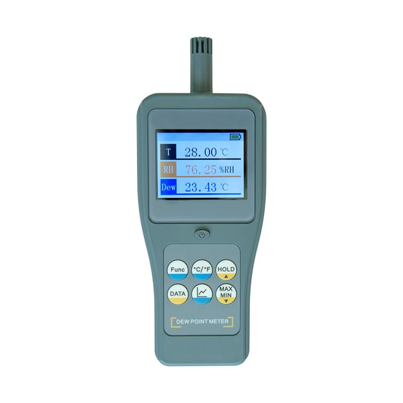 Dewpoint Analyzer Dew Point Meter with Resolution 0.01 99 Groups Data Storage Measure Ambient Temperature,Dew Point Temperature,Wet Bulb Temperature,Relative Humidity,Absolute Humidity,PPMv