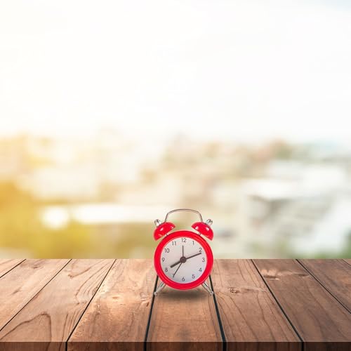Image of Vintage Inspired Mini Table Alarm Clock, Old Retro Style Digital Alarm Clock, Small Table Clock for Home, Kitchen, Office and Decor (Red)