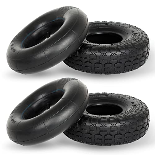 GICOOL 4.10/3.50-4 Replacement Tire and Inner Tube Set 2 Pack 10 Heavy Duty Tire and Tube TR-13 Straight Valve Stem for Hand Truck Trolley Dolly Garden Wagon Cart Wheel Replacement