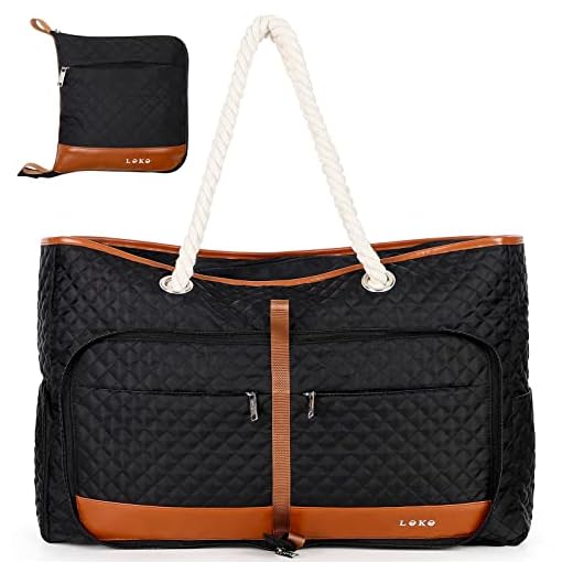 Lekespring Bolsa Grande XXL Familiar con Cremallera, impermeable Shopper de Hombro para Verano, Mujer, Playa/Viajes/Uso Diario