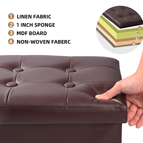 Alasdo Storage Ottoman Folding Rectangle Cube Coffee Table Multipurpose Foot Rest Short Children Sofa Stool Leather Ottomans Bench Foot Rest For Bedroom Living Room L17W13H13 #TOP6