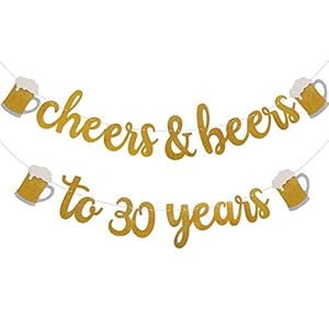 Rhdekoein Prost Bier 30e jaargang decoratie gouden glitter banner voor 30e verjaardag bruiloft jubileum party decoraties…