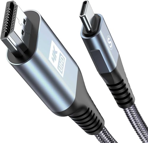 Kabel USB C do HDMI 4K, 3M USB typu C do HDMI,Thunderbolt 3/4,kompatybilny z iPhone 17 16 15 Pro/Max, Galaxy S26/S25/S24/S23/S22/S21/S20,MacBook Pro/Air 2020,iPad Air 4,iPad Pro 2021,iMac, XPS itp.