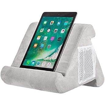 Tablet Holder Cushion Multi Angle Portable Triangle Tablets Cushion Stand for iPad Phone Holder E-Reader Smartphones Tablet Sofa Digital Book Reader Books and Magazines Gris