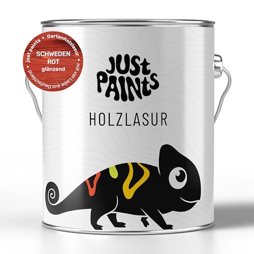 Just Paints - Holzlasur für Außen | Wetterbeständige Gartenholzlasur - made in Germany (Schwedenrot, 1 Liter)