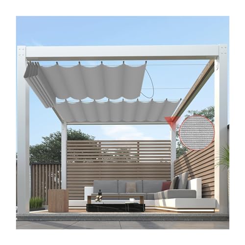 Voile d'ombrage rétractable à vagues modulable pour structure de terrasse - 2