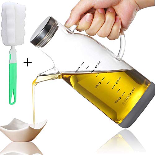 NORTHOME Olive Oil Dispenser Glass Bottle Cruet 18 oz Lead-Free with Stainless Steel