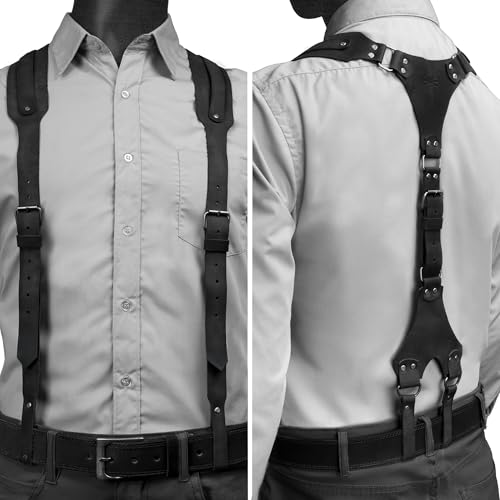 Image of Hide & Groom, Riveted Suspenders with Adjustable Size Straps, Full Grain Leather, Handmade
