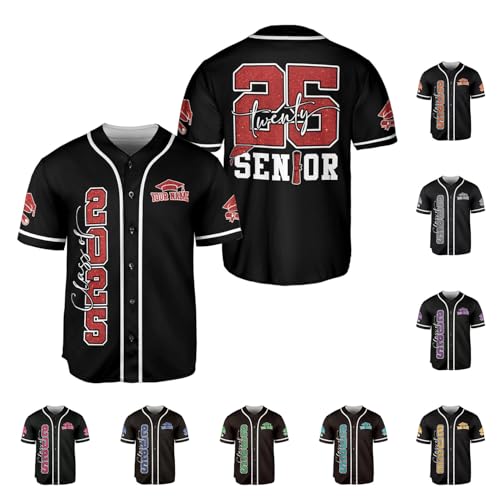 MAPrints Personalized Senior 2025 Baseball Jersey, Senior Glitter Coquette Class of 2025 Jersey, Graduation Shirt for Seniors (US, Alpha, Small, 5X-Large, Regular, Regular, Grad 10)