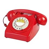 Red Rotary Dial Telephones Benotek 1980'S Classic Old Style Retro Landline Desk Telephone Single Line Corded Phone Home Office School Hotel
