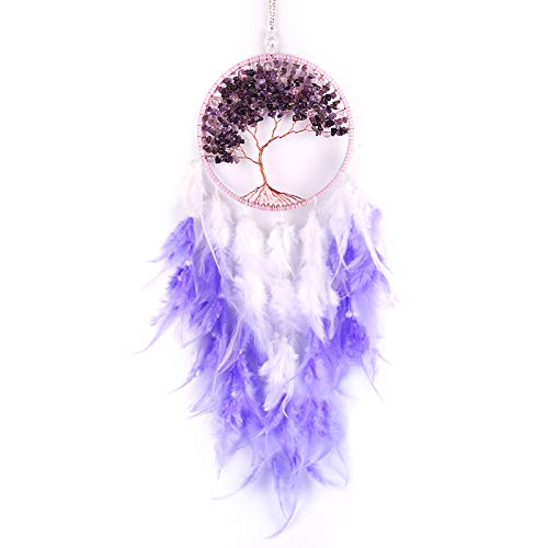ThinkTex Atrapasueños del árbol de la Vida, Decoración Colgante de Pared Móvil de Plumas Hecha a Mano, Utilizada para la Decoración del hogar de la Habitación del Dormitorio, Decoración del Coche Cover