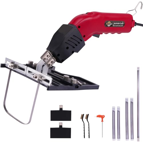 Foam Cutter with Slotting/Groove Electric Hot Knife Styrofoam Cutter Foam Cutting Tool Air Cooled Hot Knife Foam Cutter 200W 110-120V (5 Blades) for EPP, EPS, XPS, EPE, KT Board, Sponge Red