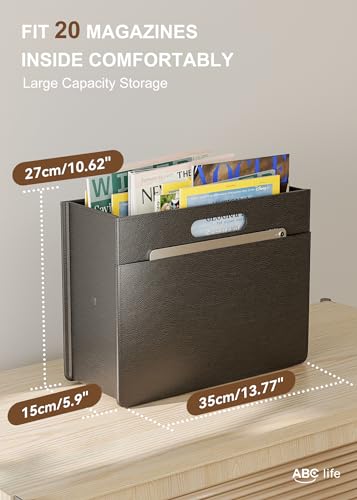 Abc Life MBH-BL01 Magazine Holder Stable Magazine Rack Floor, Foldable Pu Leather Newspaper Book Storage Basket Box, Upgraded Magazine File Folder Organizer Free Standing thumb #1