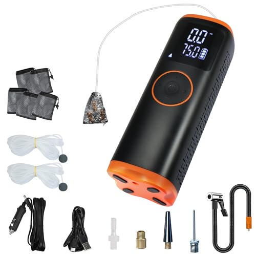 Xyuee Portable Rechargeable Air Compressor for Bubble Bait Fishing - 7500mAh Underwater Fish Bait Air Aerator Pump / 150PSI Air Pump with Fish Attracting Gear, LED Lights&Pressure Gauge