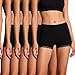 Marvmys Damen Baumwoll Boxershorts mit Spitze Schwarz Figurbetont – Anti-Rutsch-Bund mittelhoch Multipack S-XXL