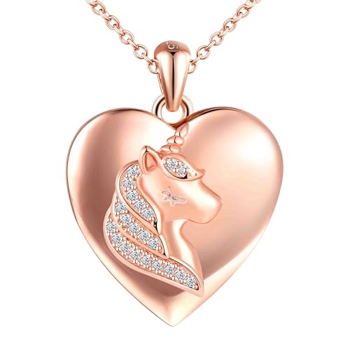 MICSAVI Medaillon Einhorn kette silber 925 für damen mädchen...