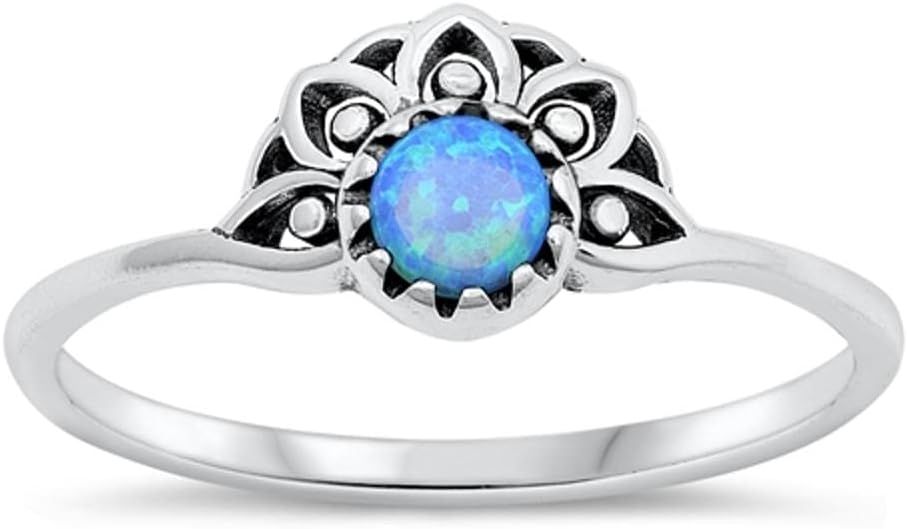 CHOOSE YOUR COLOR Sterling Silver Lotus Sunset Ring