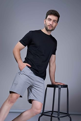 Image of Maxzone Men's Cotton Shorts | Elastic Drawstring Waist | Side Zip Pocket | Regular Fit | Casual Breathable Summer Shorts | Comfortable Lounge, Gym & Travel Shorts