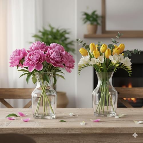 Image of Aradhya Enterprises Beautiful Transparent Bootle Shape Glass Pots for Flowers and Plants Plant Container Set 2 (Bottle Pack 2)