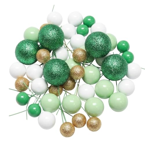 Green Series Cake Ball Toppers Decorations, 50 Pcs Mini, 4 Size