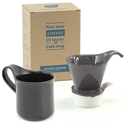 ZEROJAPAN ギフトセット コーヒードリッパーL&カフェマグ(トレイ付) ブラック DMZ-16 SGY/BK