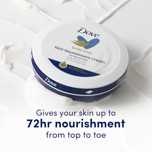 UNILEVER INTL Dove Nourishing Body Care, Face, Hand, and Body Rich Nourishment Cream for Extra Dry Skin with 48-Hour Moisturization, 4-Pack, 2.53 Oz Each Jar