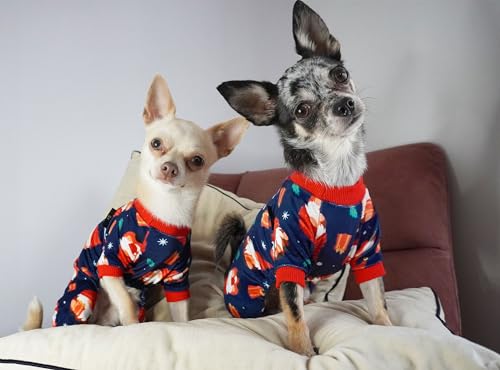 Fitwarm Gnome Dog Christmas Pajamas, Dog Winter Clothes for Small Dogs Girl, Lightweight Velvet Pet Jumpsuit, Cat Outfit, Black, Red, XL - Thumbnail 4