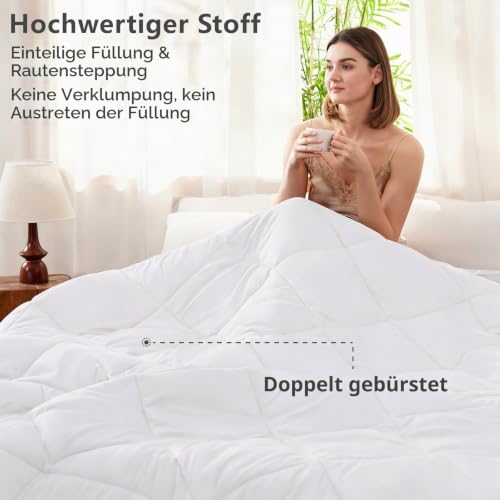 CozyLux Bettdecke 155x220 cm Weiß für 4 Jahreszeiten – Ansicht 2
