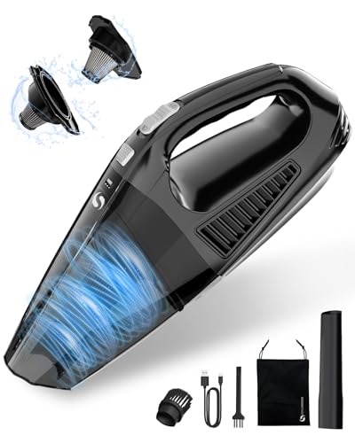 SERVOMASTER Handheld Vacuum Cleaner, Car Vacuum Cleaner 12000Pa Portable with Washable HEPA Filter, Hand Held Vacuum Cordless Powerful For Car, House & Pet Hair Cleaning, Kitchen Mini Vacuum Cleaner