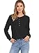 Cuptacc Langarmshirt Damen Henley Pullover Damen Waffel Oberteile V-Ausschnitt Frühling Lässig Sweatshirt Schwarz Größe L 42-44