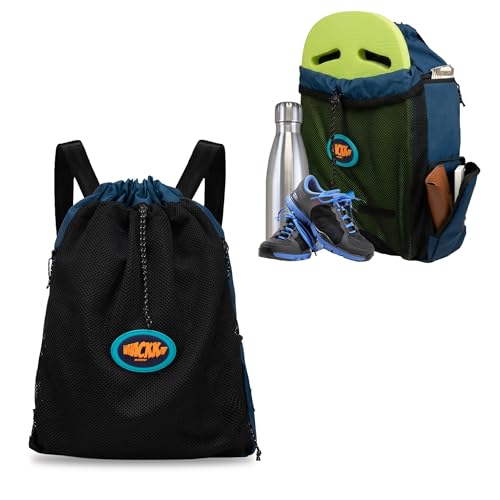 Image of WHACKK Phelps Blue 23L Premium Drawstring Swimming /Football Backpack|Waterproof Wet Compartment, Mesh Pocket, Multi Storage & Bottle Holder|Ideal for Swimming, Football & Gym